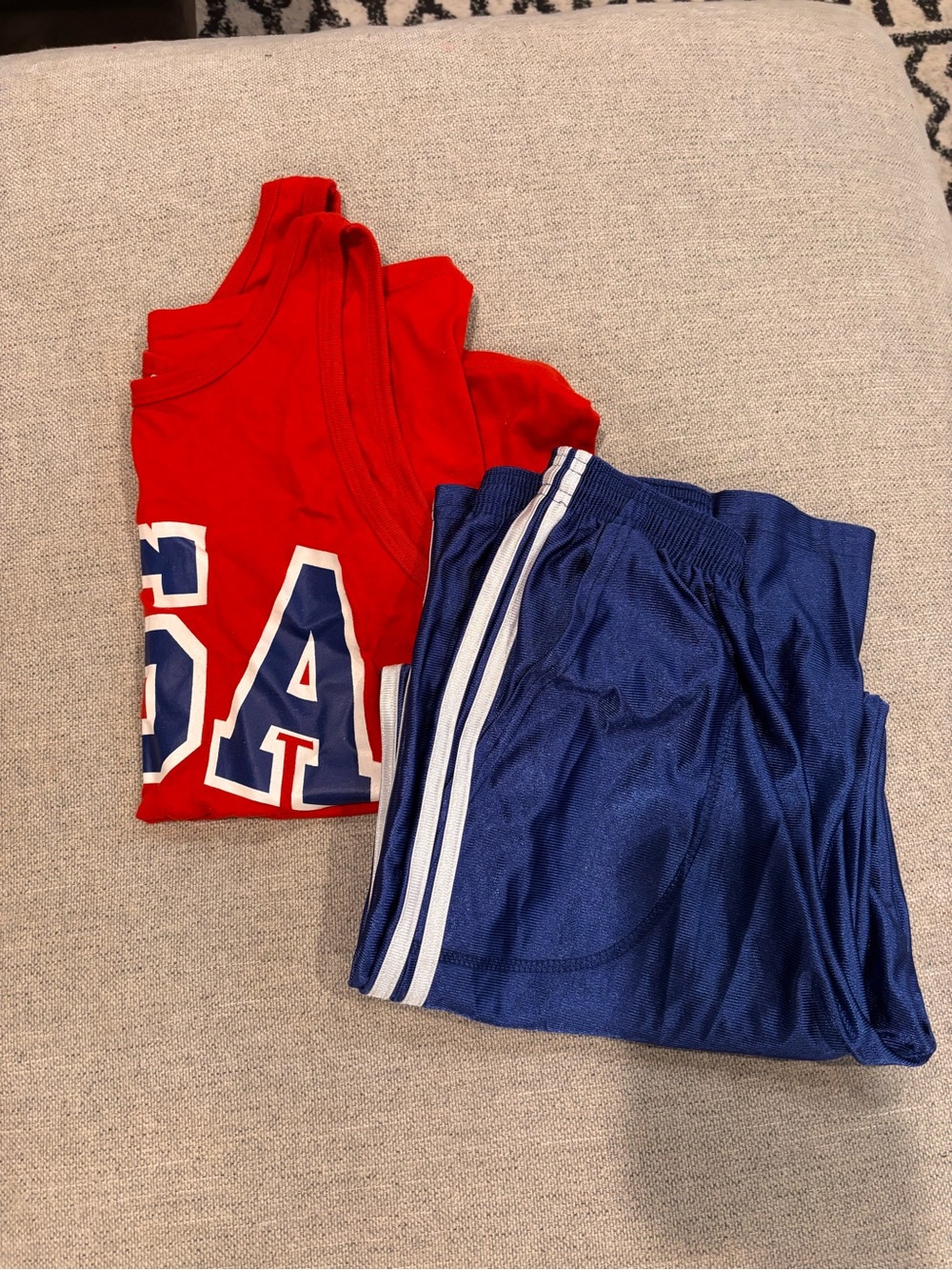 Red usa Tank & Blue Athletic Shorts Set /Olympic Costume/Bruce Jenner Halloween
